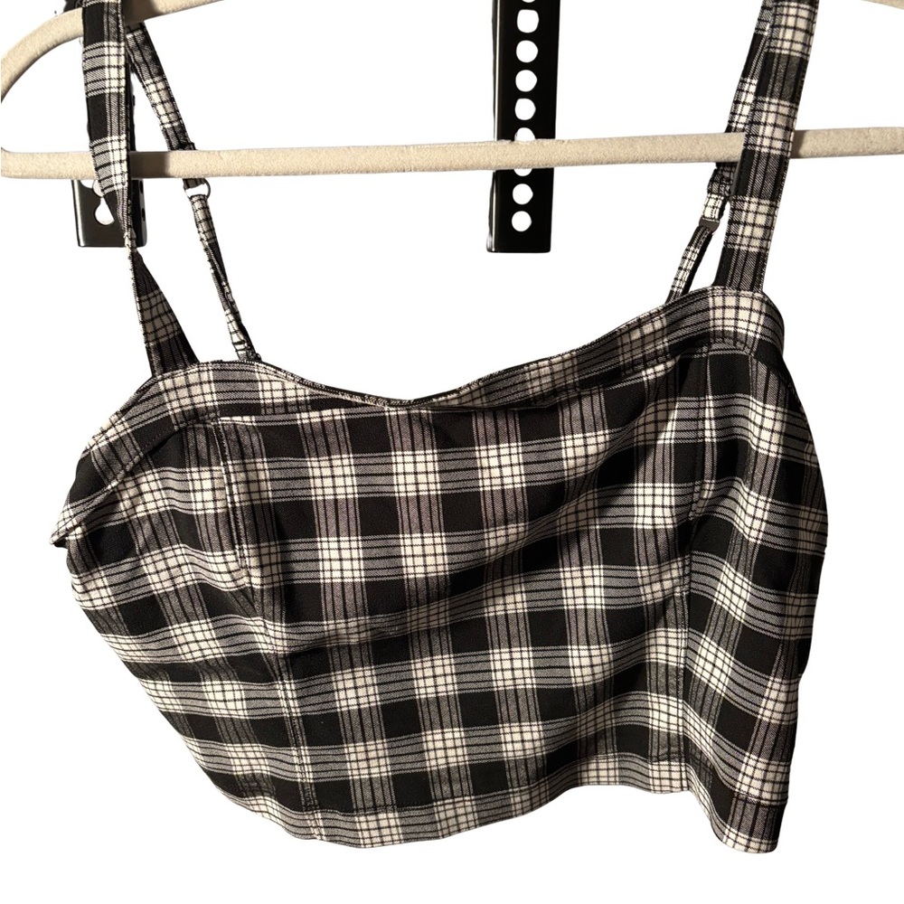Hollister Monochrome Plaid Crop Top